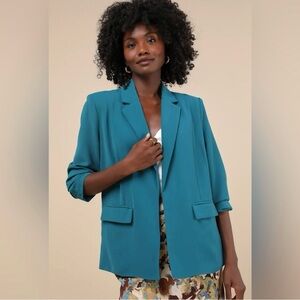 Steve Madden Teal Open-Front Blazer